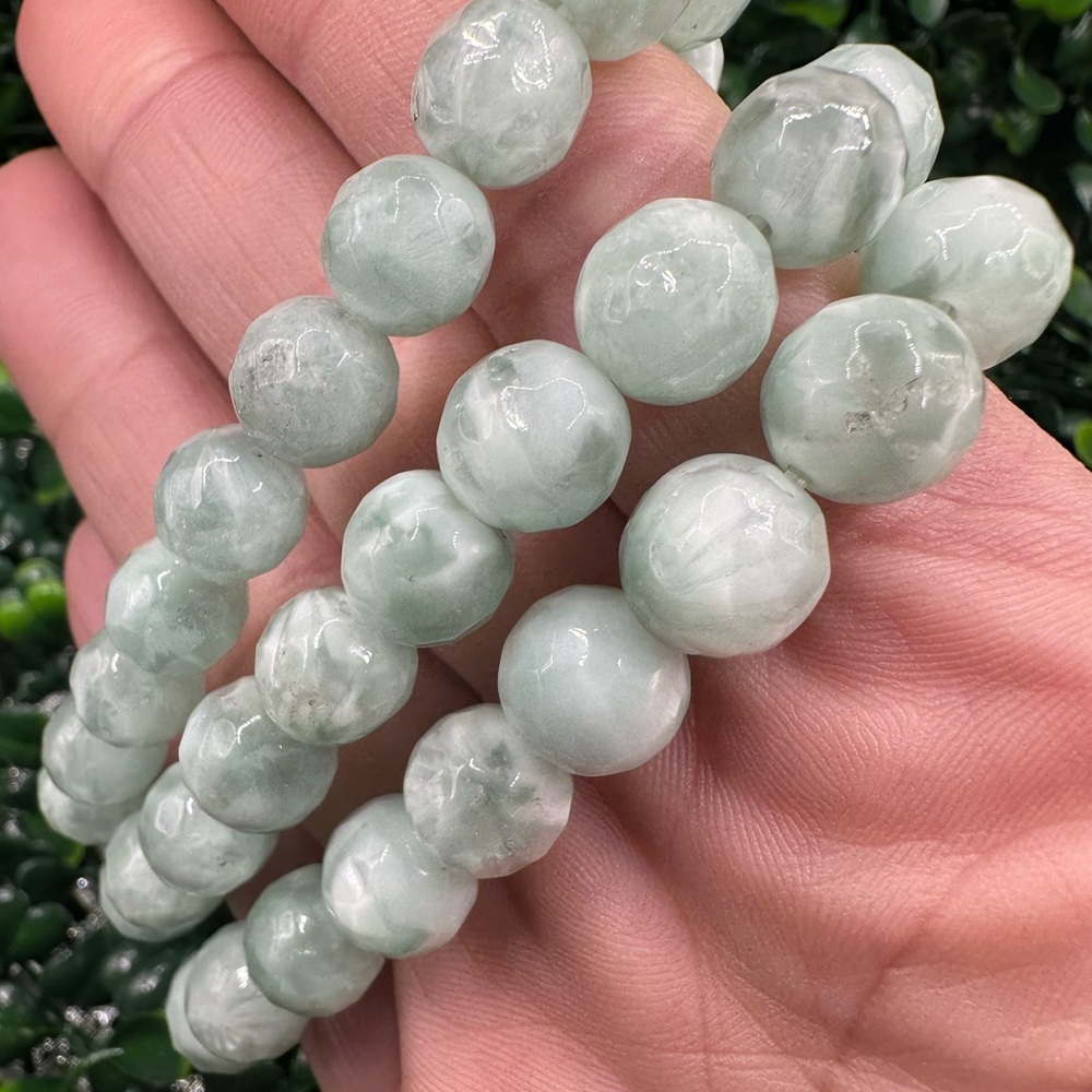 10mm Faceted Chinese Larimar(Hemimorphite) Beaded Bracelet